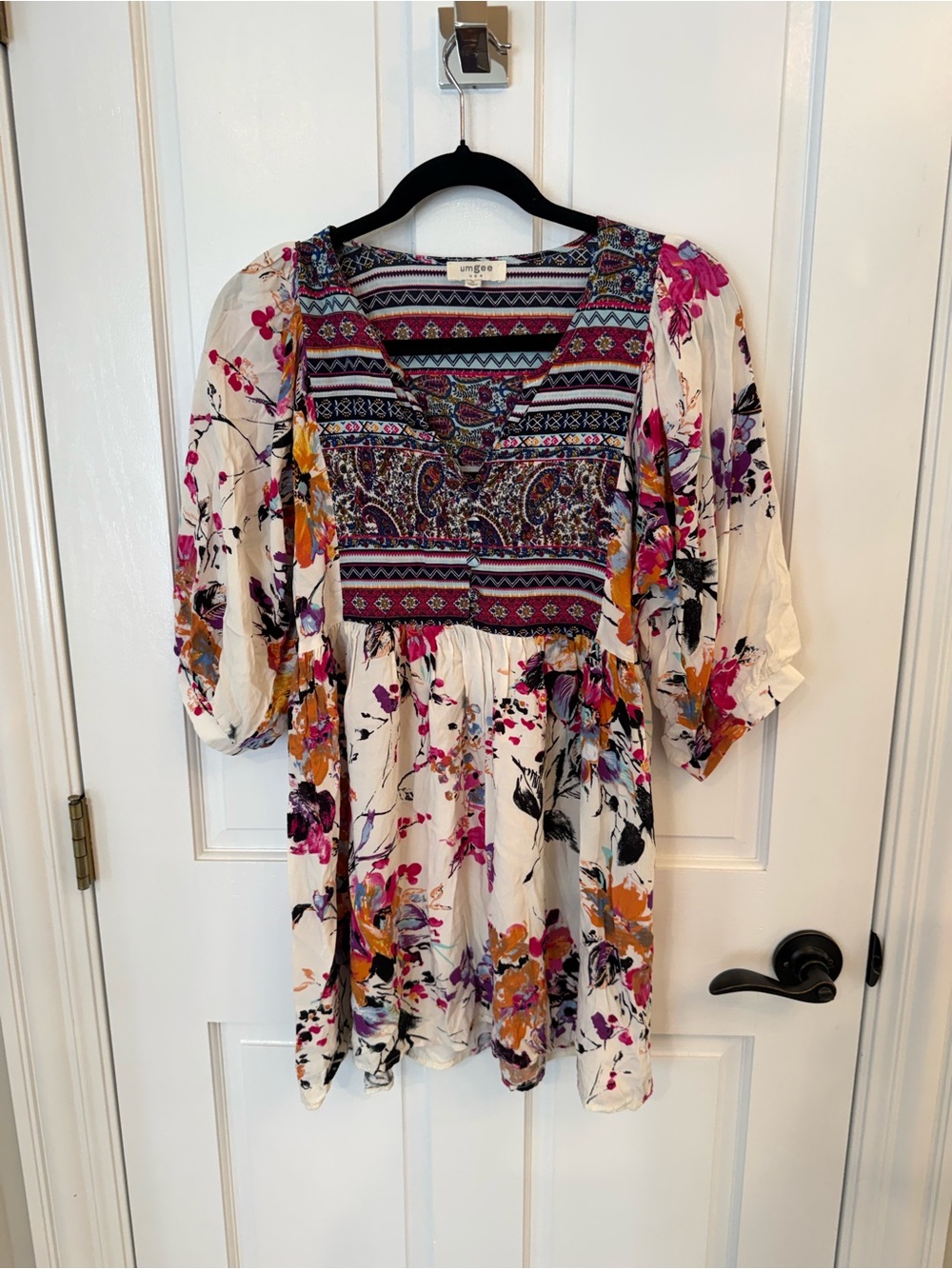 Umgee Cream Tunic with Floral Print